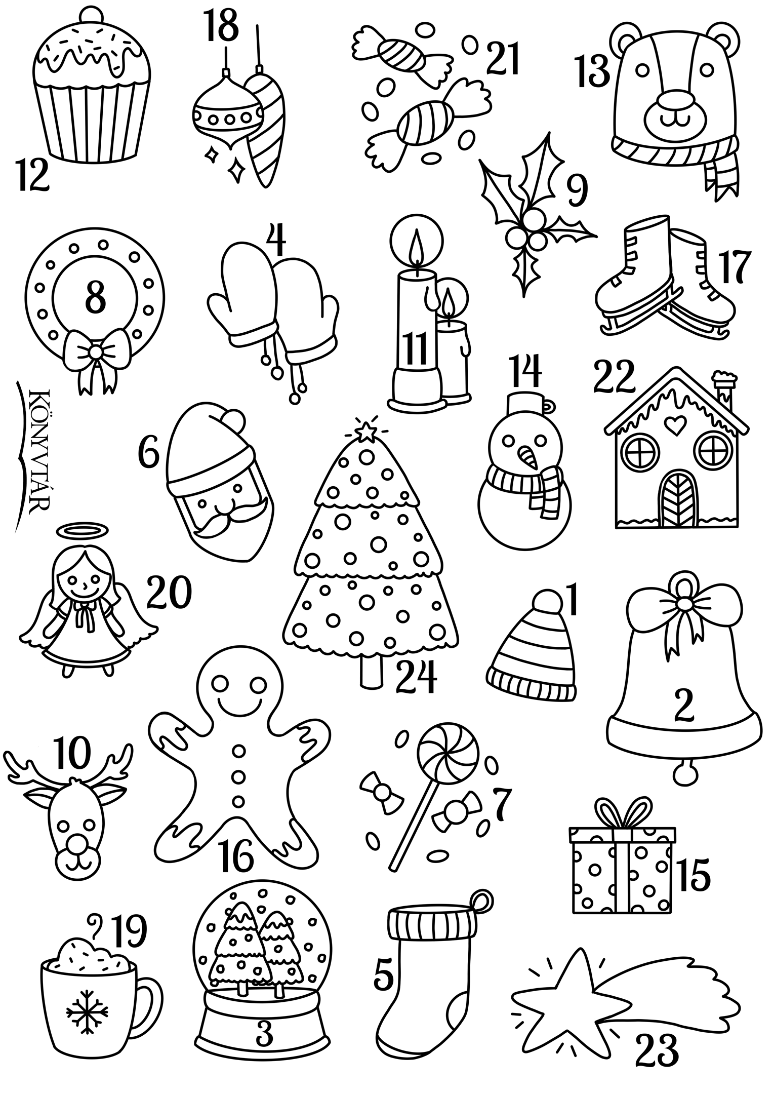 Christmas advent calendar colouring page by wildgica on