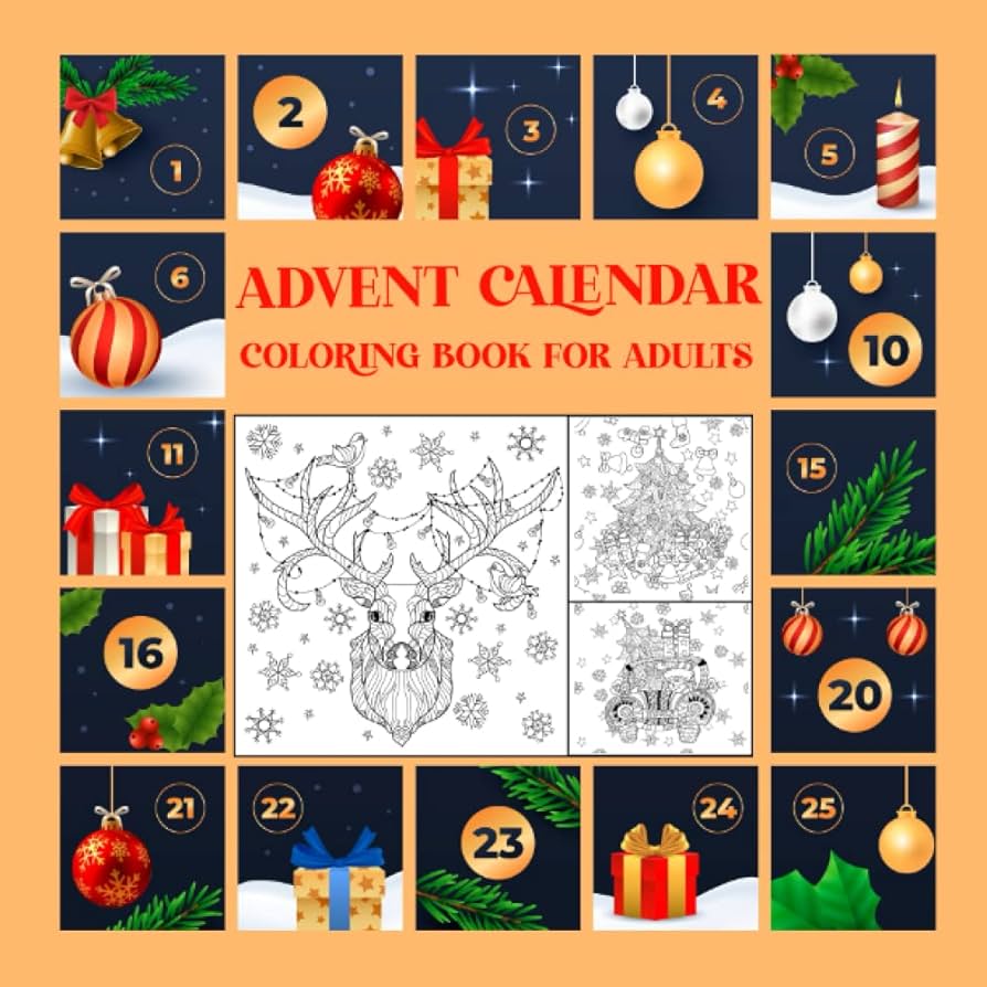 Advent calendar loring book for adults a fun numbered christmas loring pages for adults and older children untdown to christmas publishing duazen books