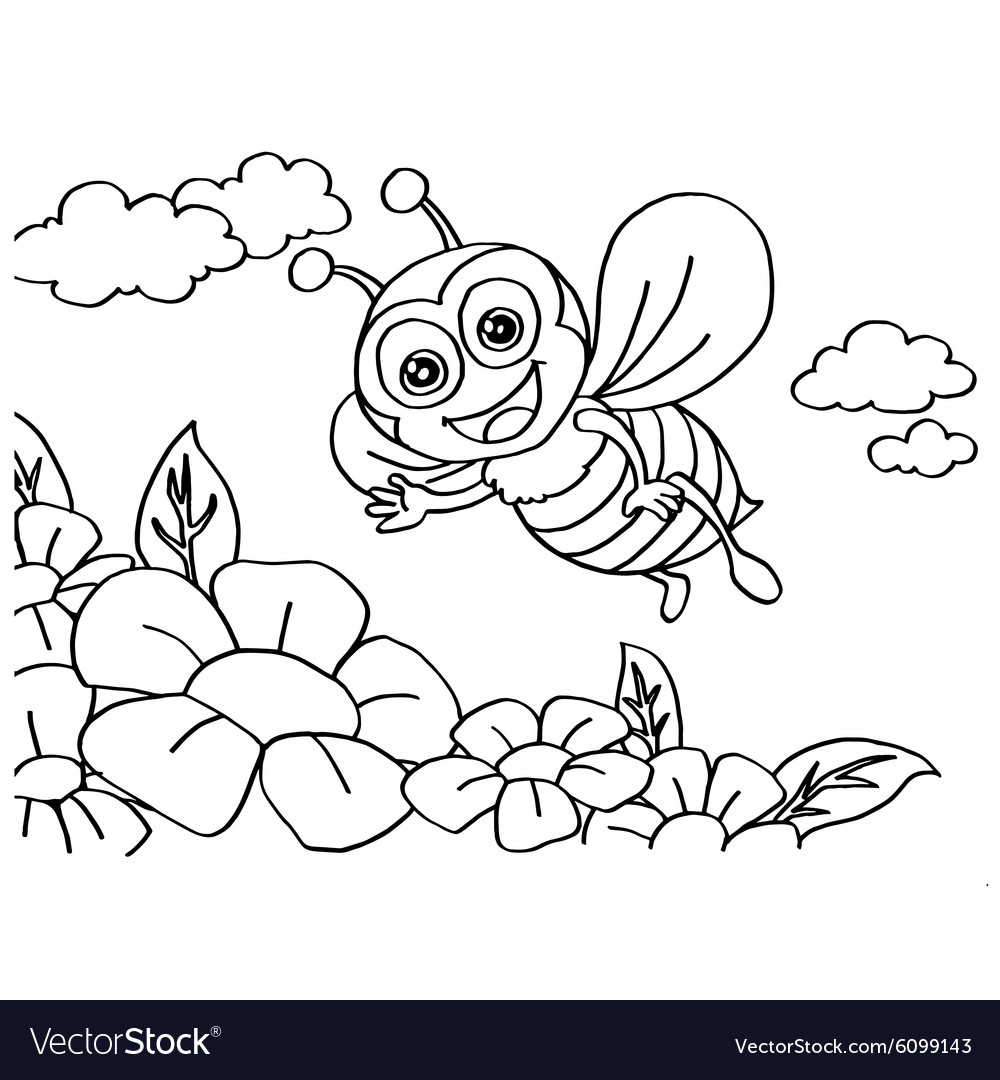 Bee coloring pages royalty free vector image