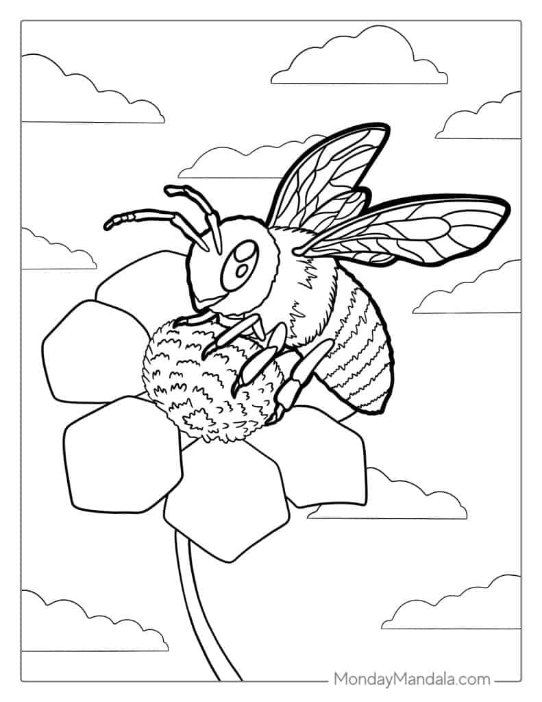 Bee coloring pages free pdf printables