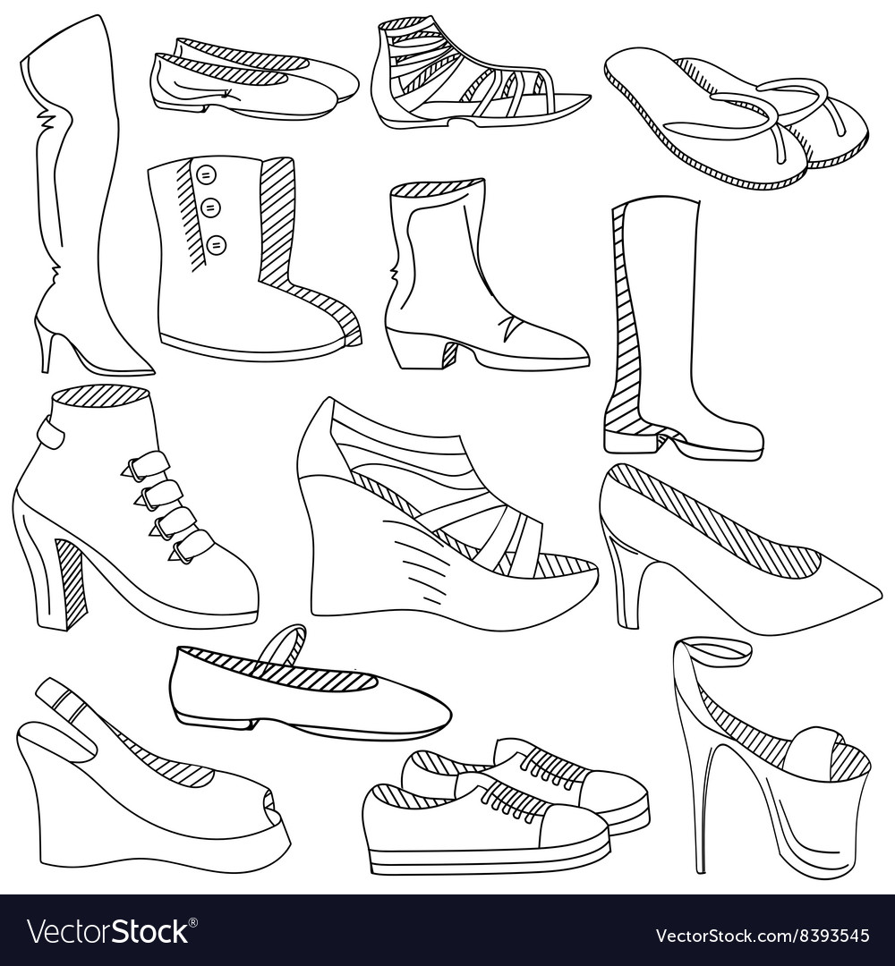 Shoes coloring book royalty free vector image