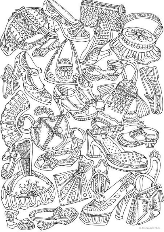 Shoes and purses printable adult coloring page from favoreads coloring book pages for adults and kids coloring sheets coloring designs