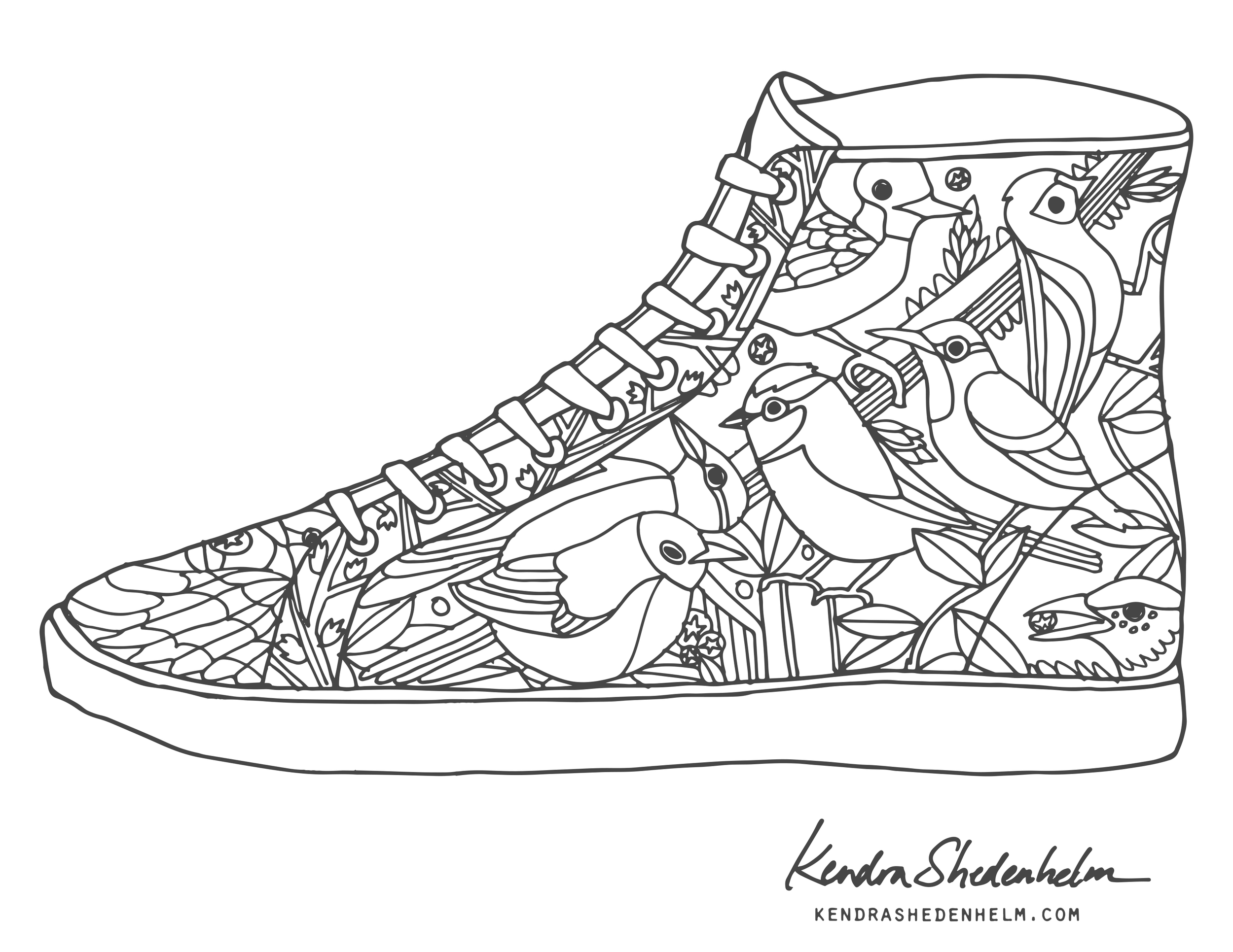 Birds doodles shoes and free coloring pages â kendra shedenhelm