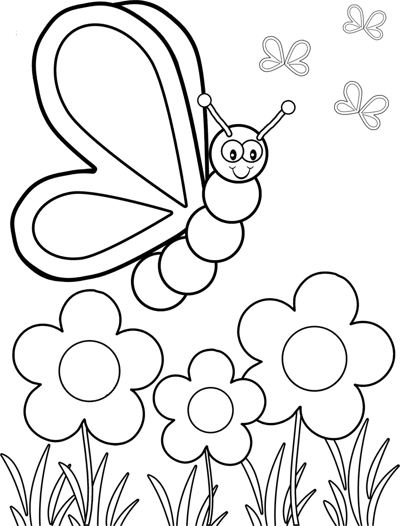 Coloring page butterfly flower hd download transparent image