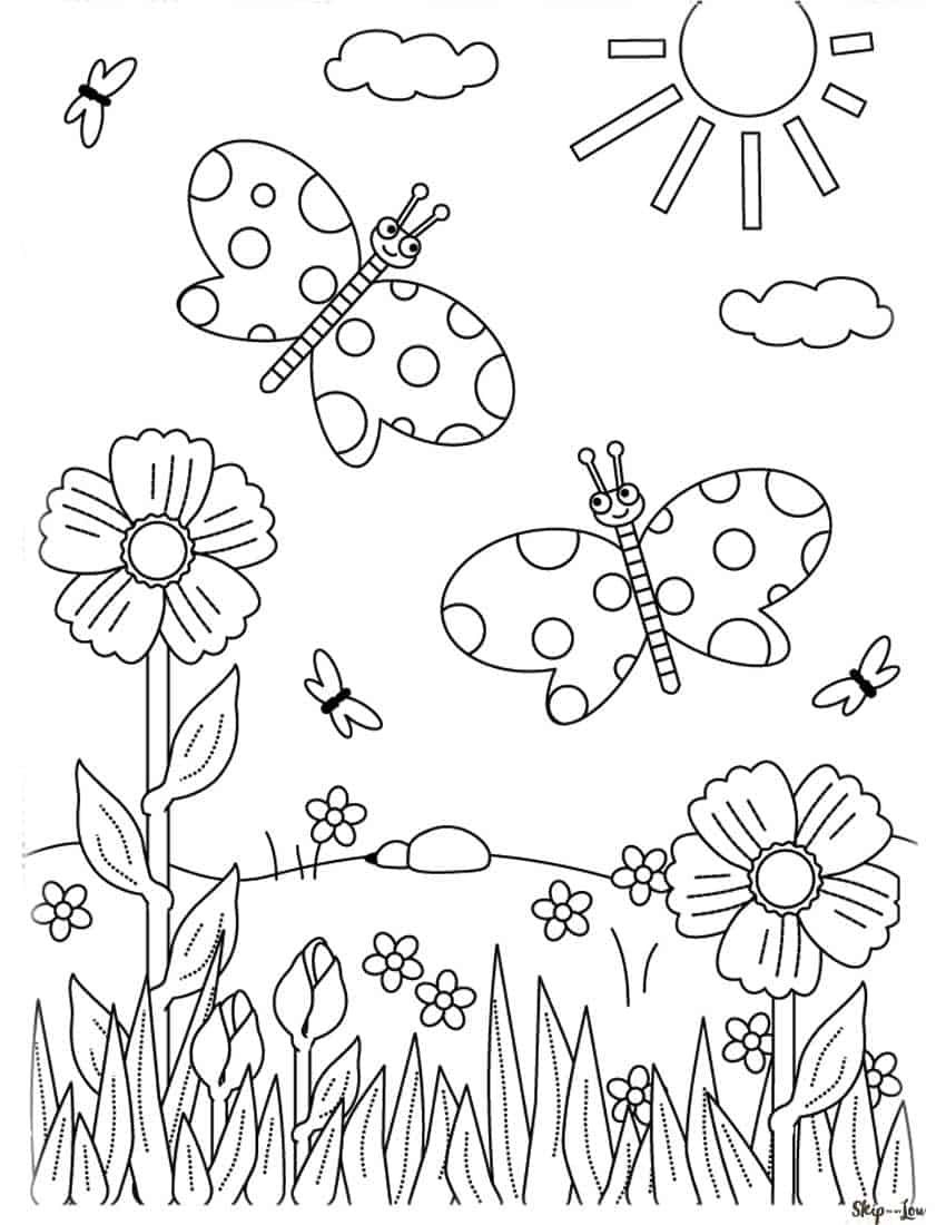Flower coloring pages flower coloring pages butterfly coloring page spring coloring pages