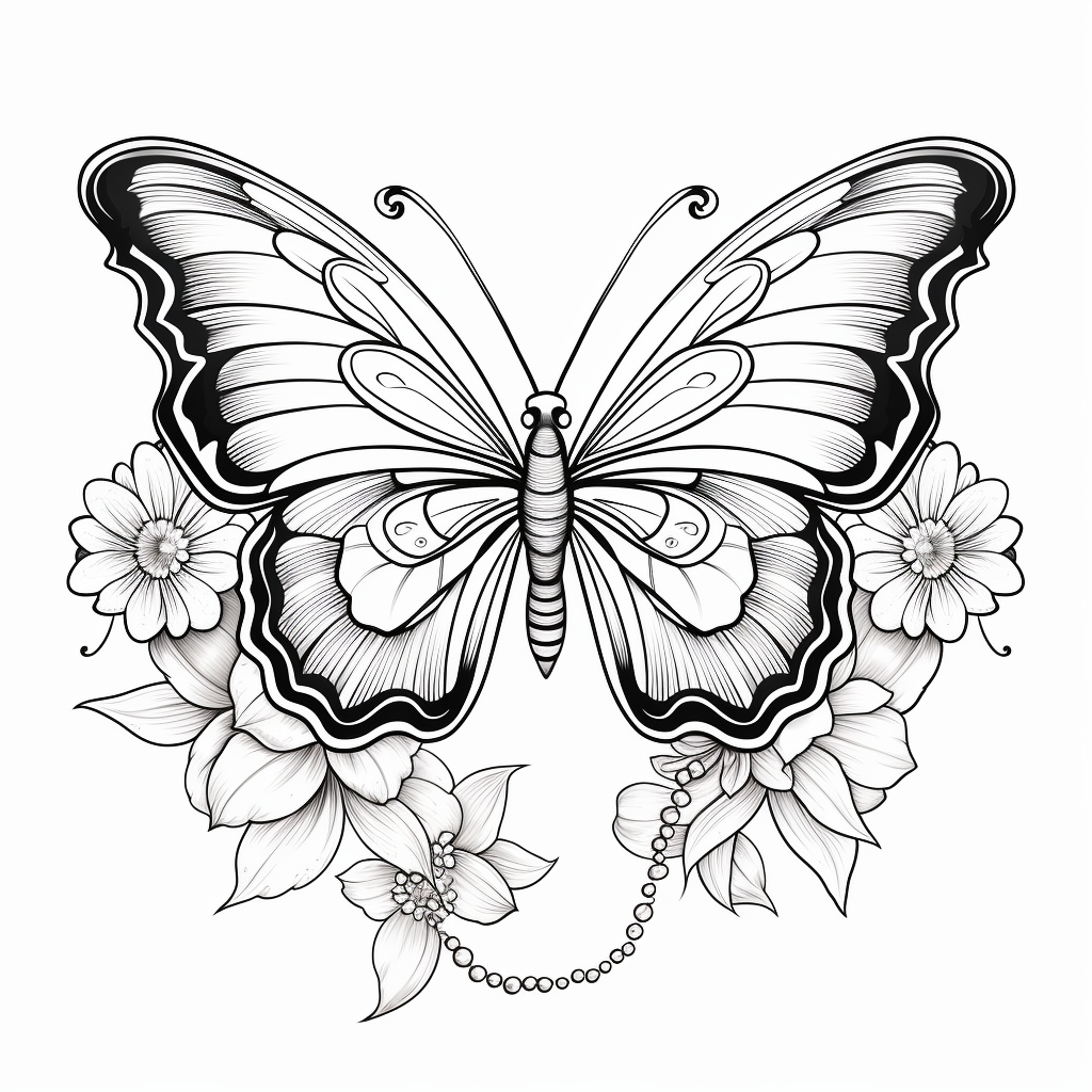 Flower butterfly coloring pages