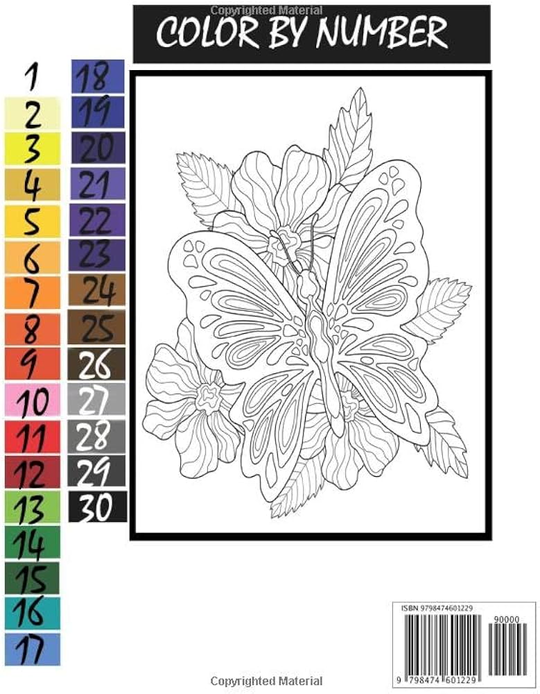 Butterflies color by number an adult coloring book with fun easy and relaxing coloring pages color by number coloring books for adults books coloring books