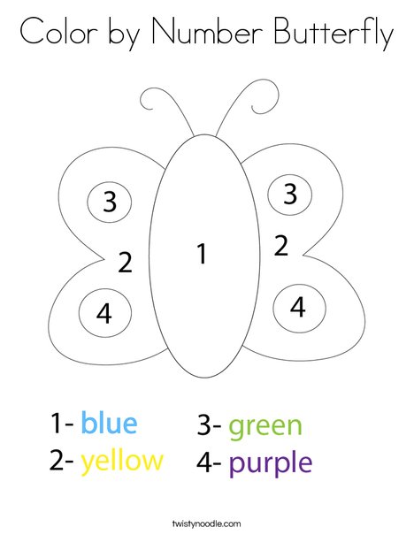 Color by number butterfly coloring page