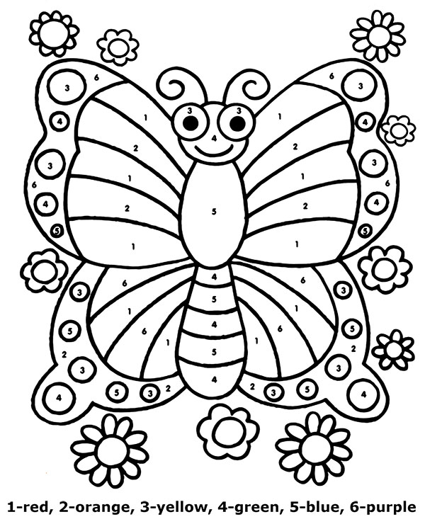 Butterfly worksheet color by number