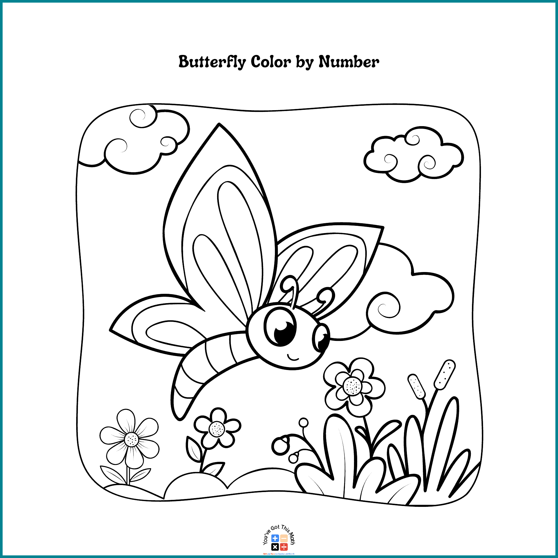Fun butterfly color by number coloring pages