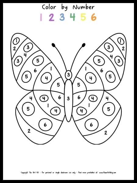 Color by number butterfly coloring page â free â the art kit