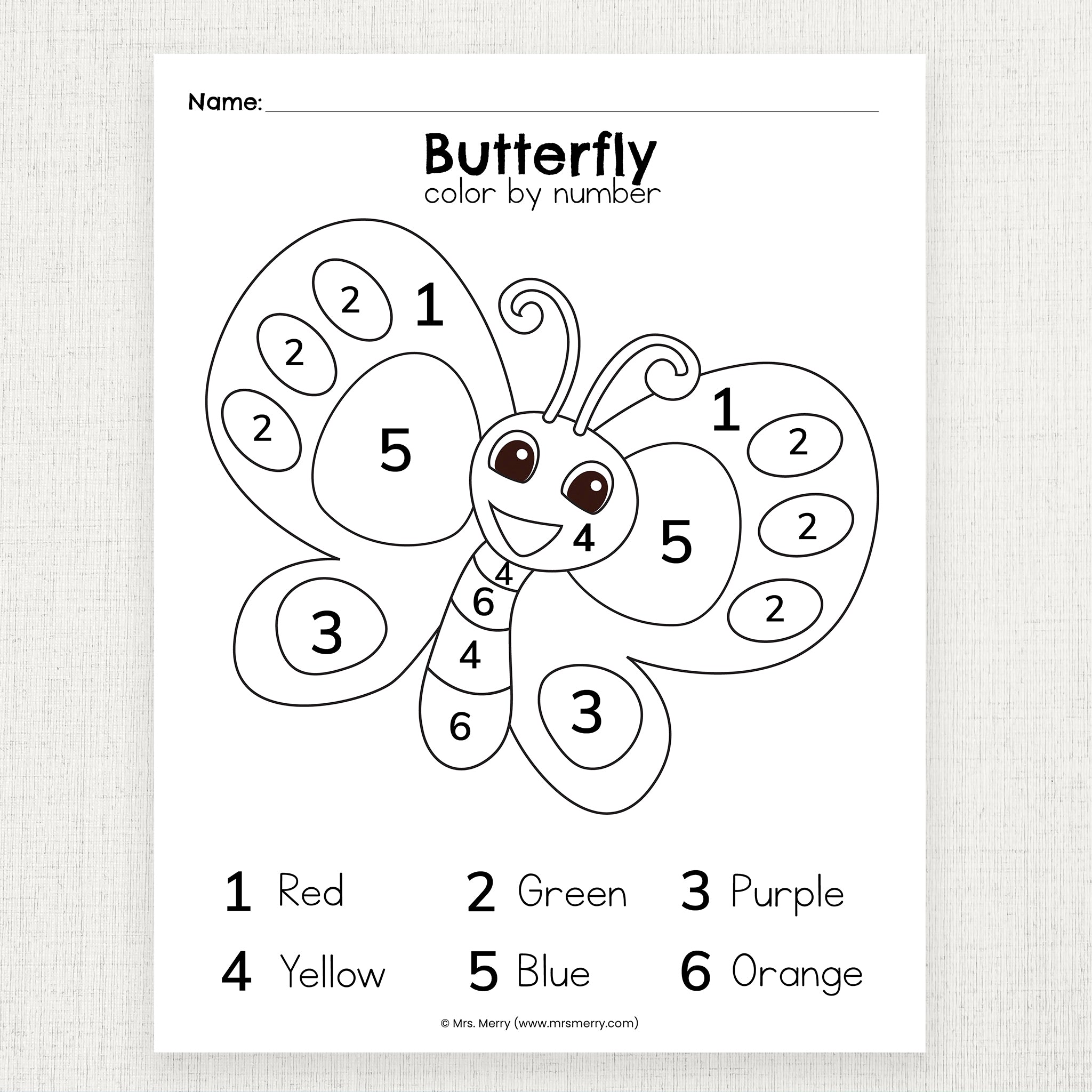 Butterfly color by number printable â mrs merry