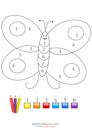 Fanciful butterfly color by number