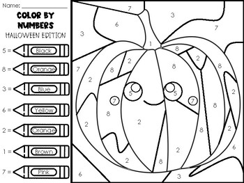Pumpkin color by numbers tpt