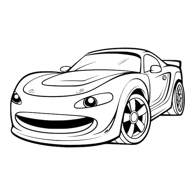 Premium vector car coloring pages drawing for kids