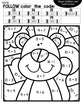 Fall worksheets addition subtraction coloring packet st nd grade fast finisher
