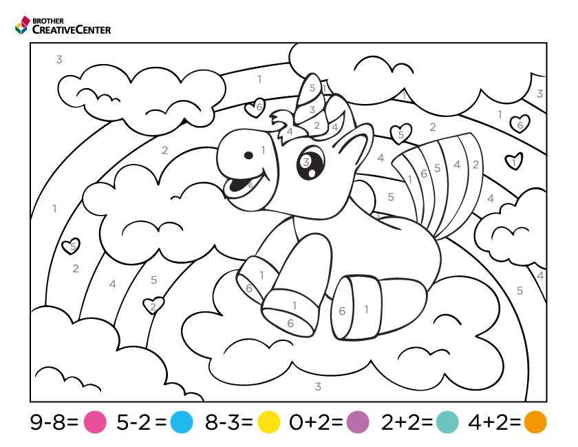 Free printable math coloring by number