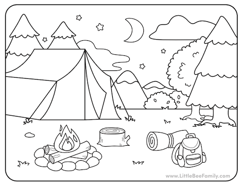 Camping coloring page