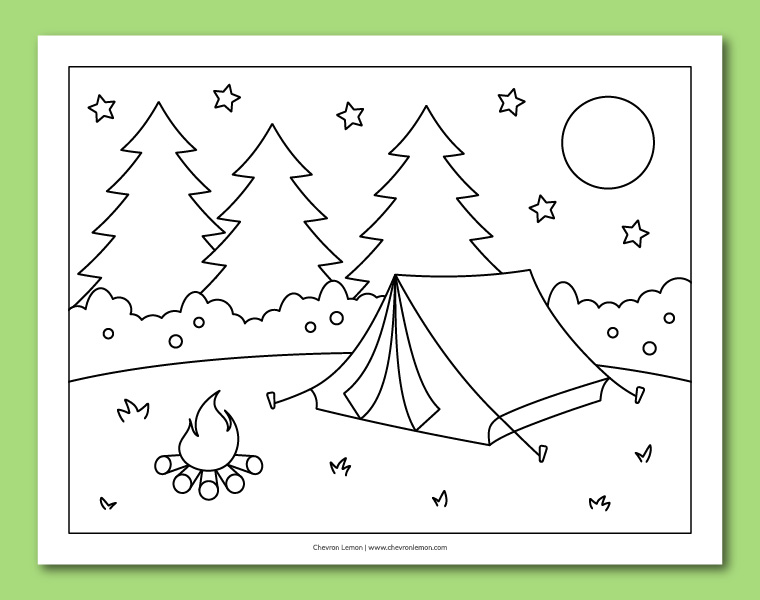 Printable camping coloring page