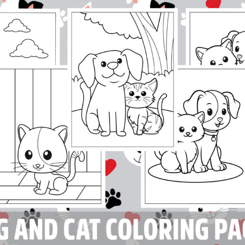 Dog and cat coloring pages for kids girls boys teens birthday school activity made by teachers