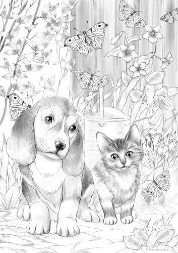 Kitty and dog â favoreads coloring club