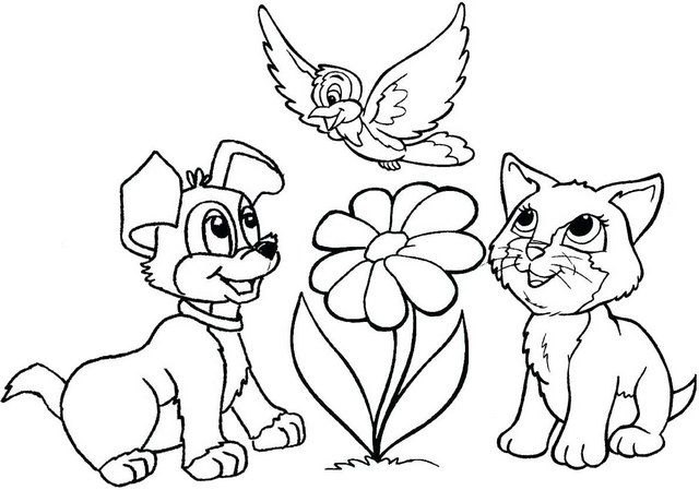 Eight adorable dog and cat coloring pages for pet lovers