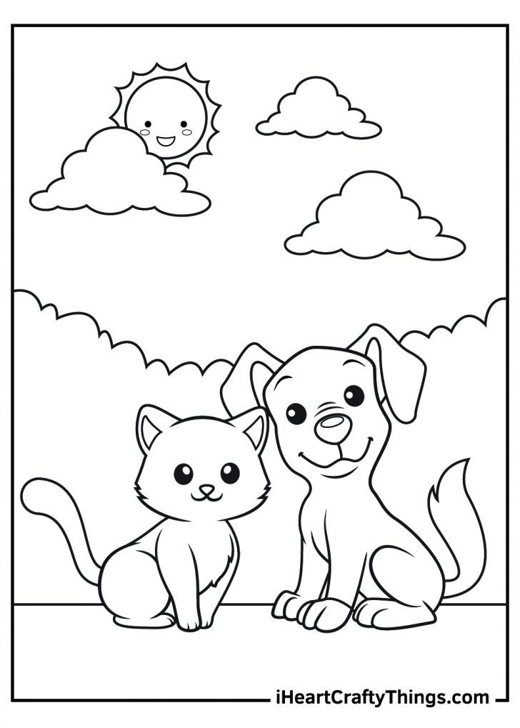 Dog and cat coloring pages puppy coloring pages cat coloring page animal coloring pages
