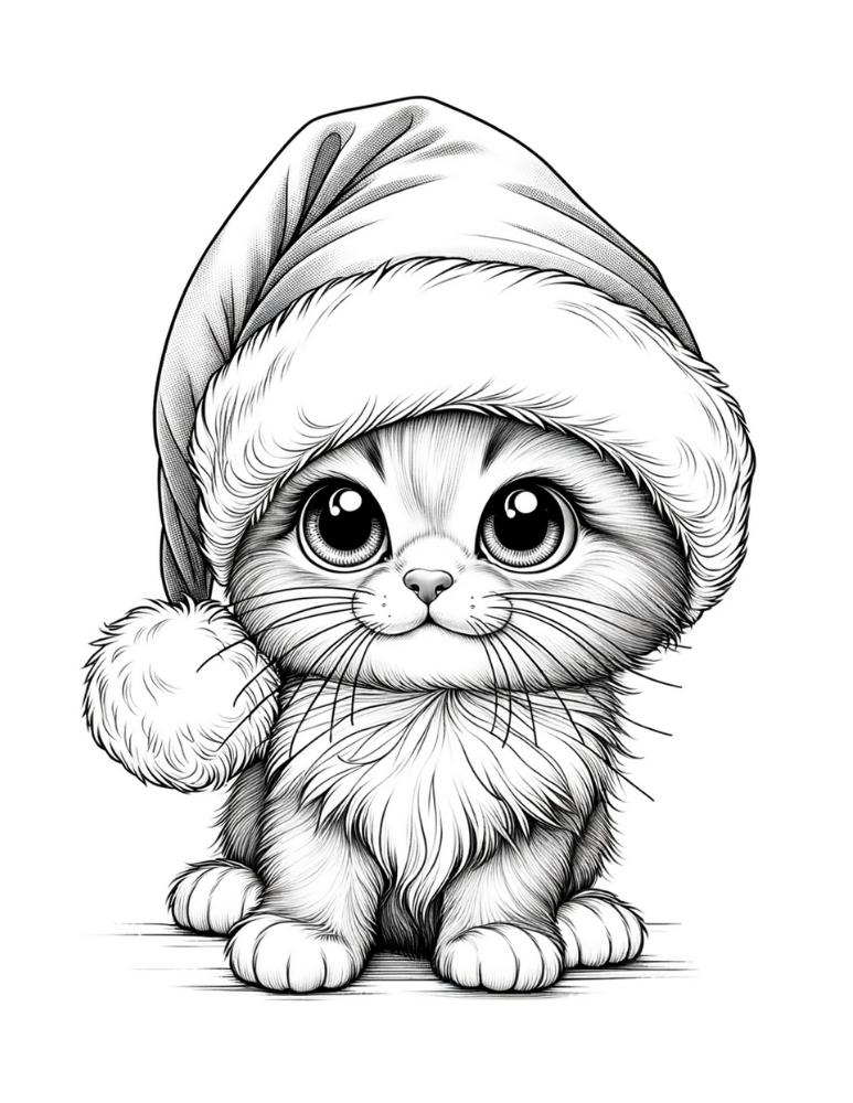 Free christmas cat coloring pages