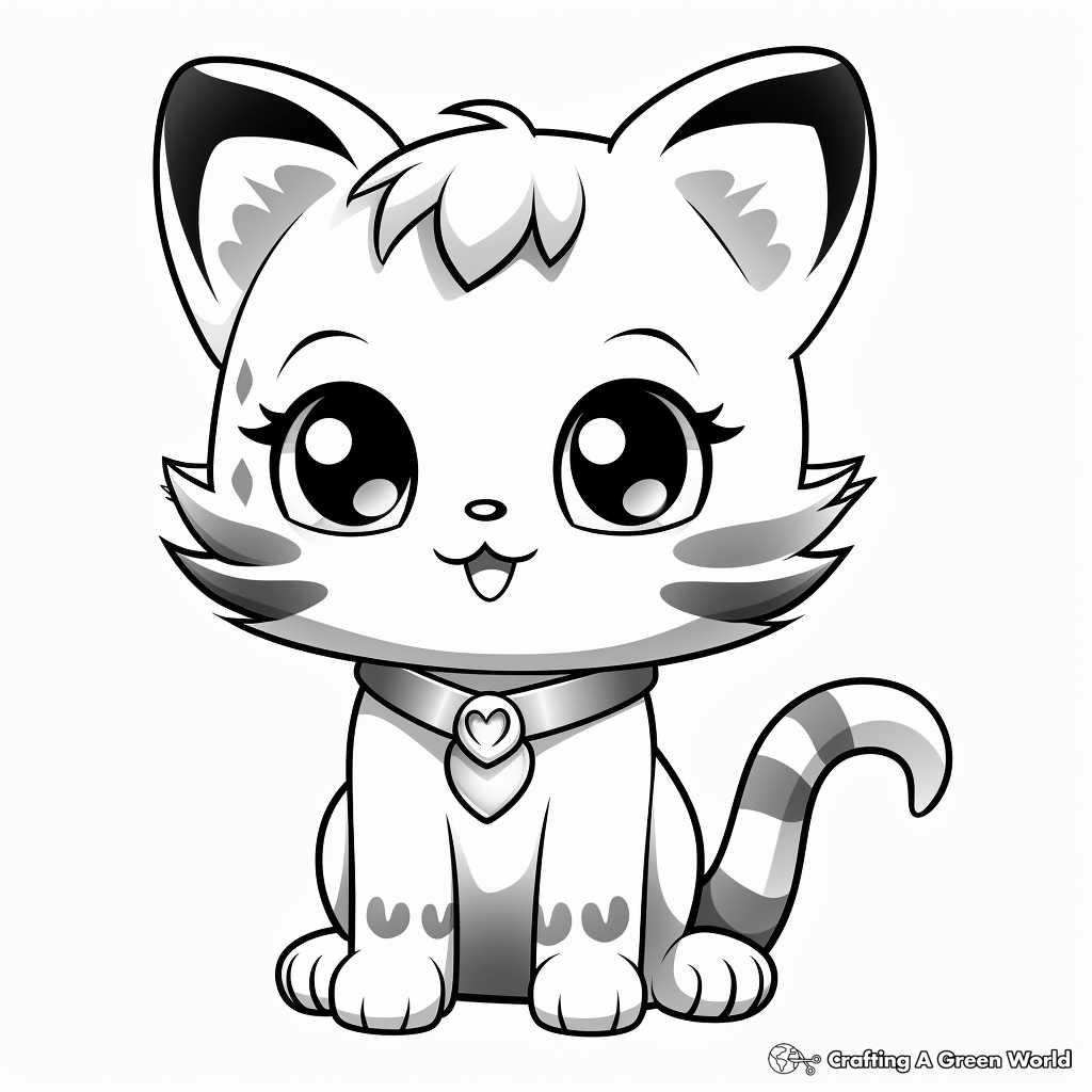 Chibi cat coloring pages