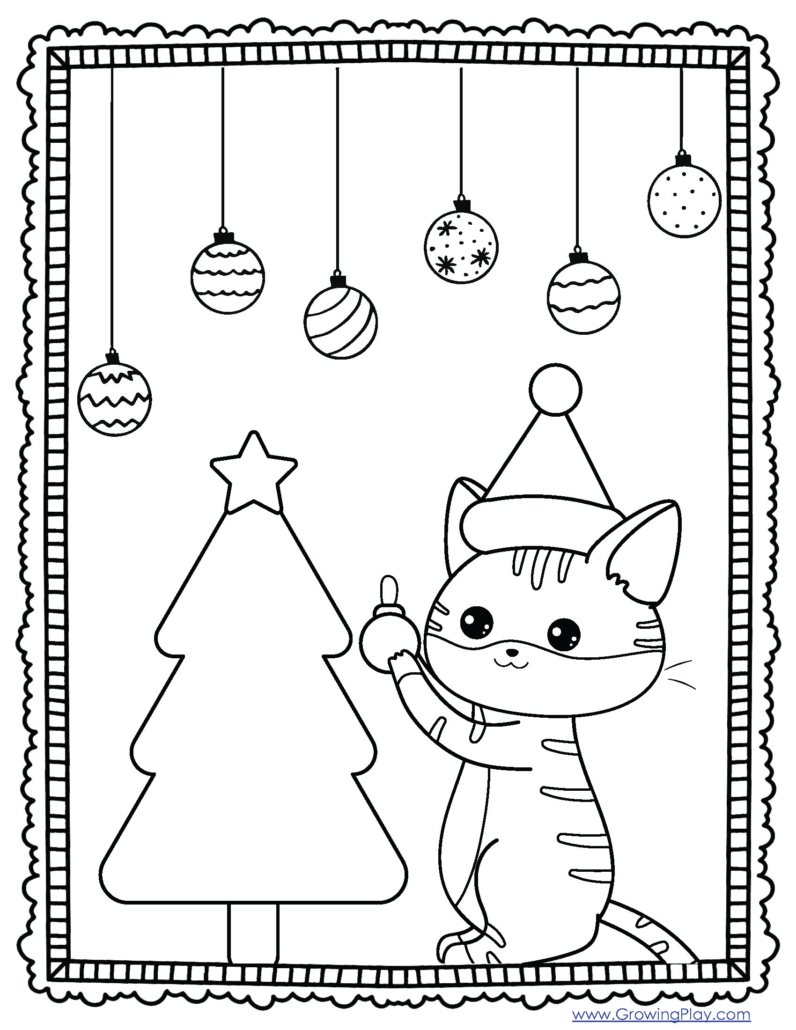 Christmas cat coloring pages pdf