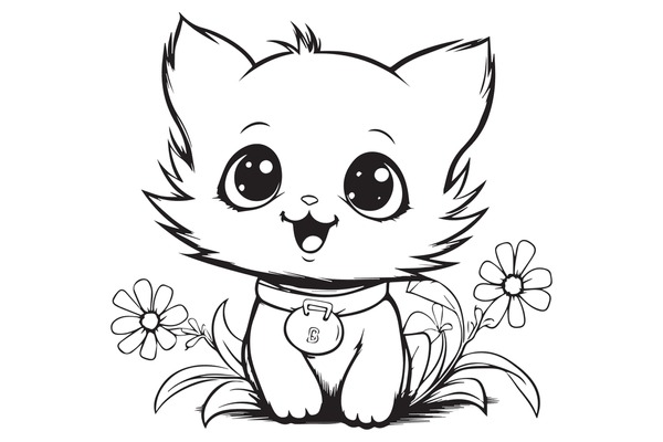 Dog cat coloring page royalty