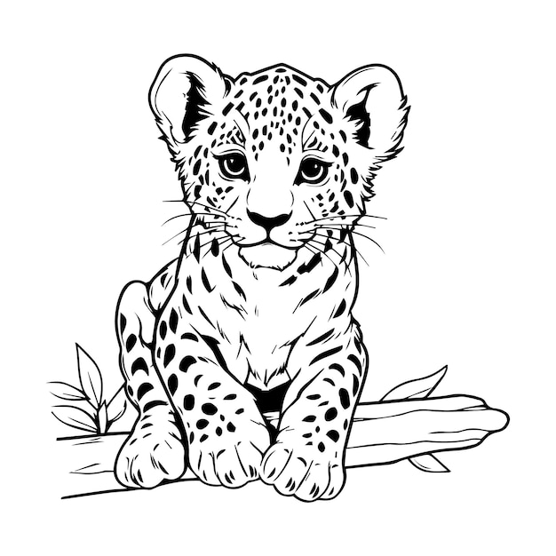 Premium vector baby cheetah isolated coloring page for kids
