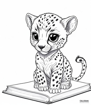 Realistic cheetah coloring pages for teens and adults by rzstore