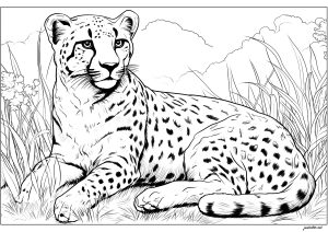 Cheetah simple coloring page