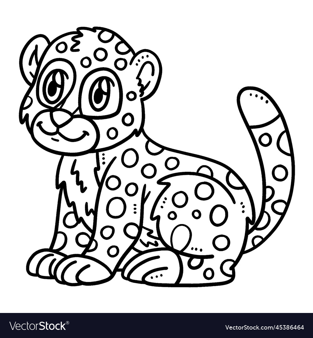 Baby cheetah isolated coloring page for kids vector image