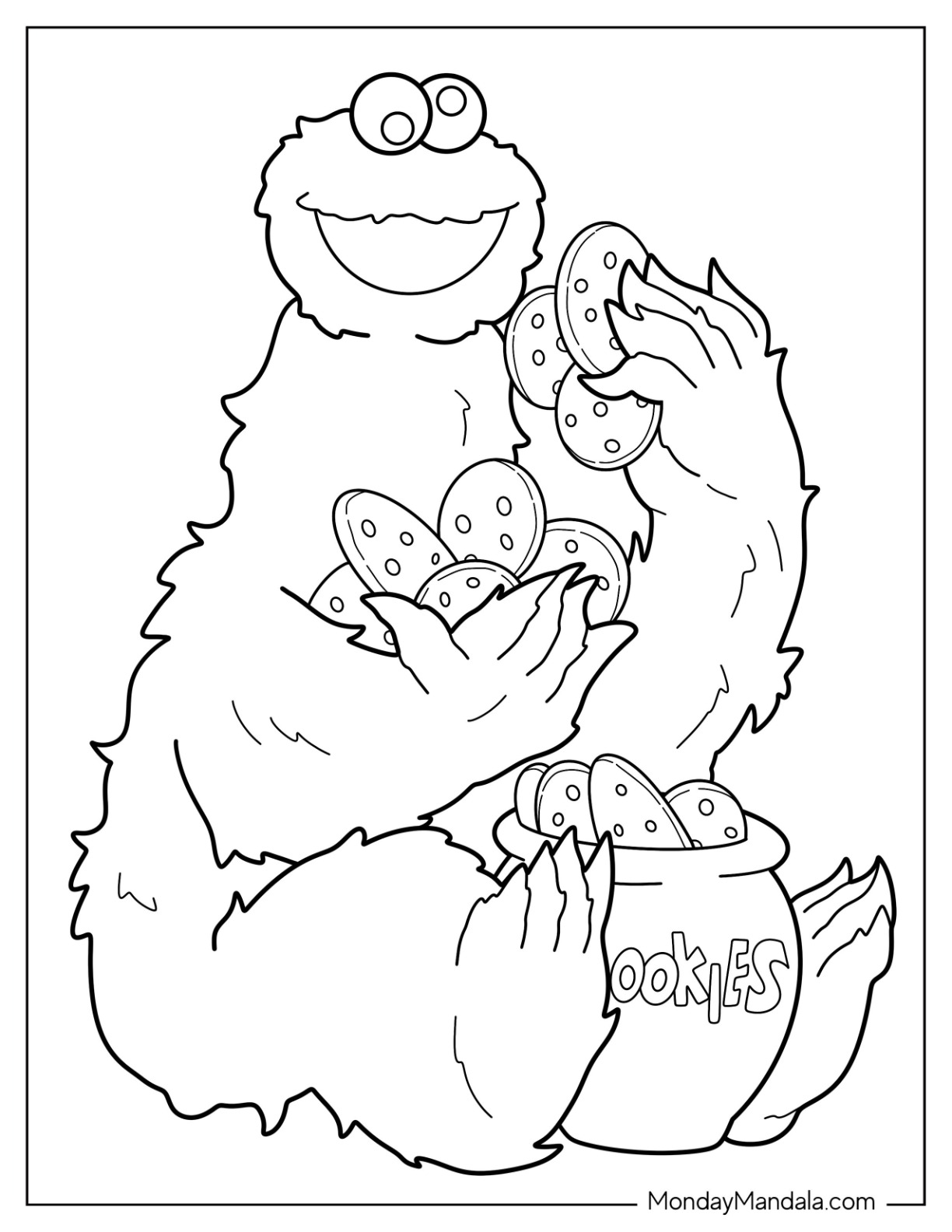 Cookie monster coloring pages free pdf printables