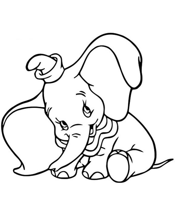 Little dumbo with a hat coloring page