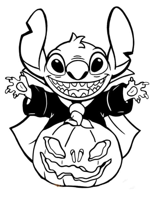 Stitch disney halloween coloring page