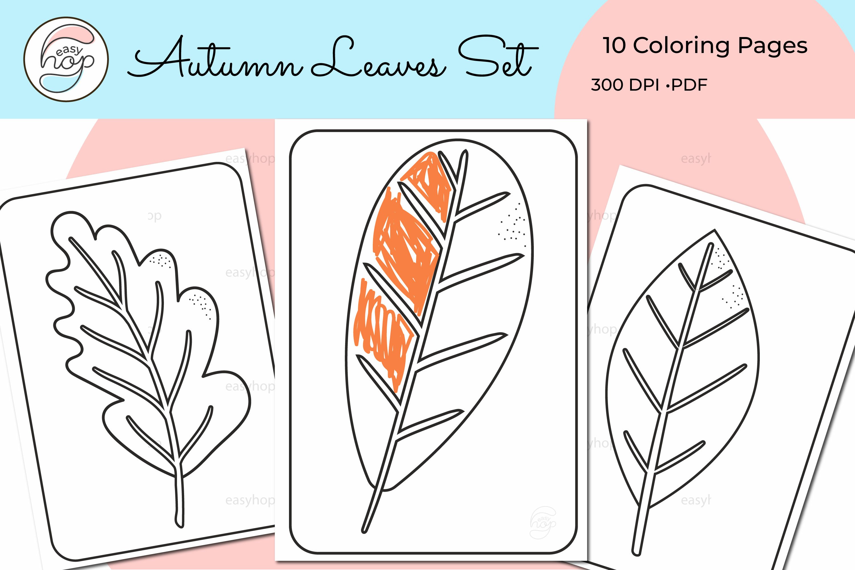 Leaves coloring pages printable preschool activity