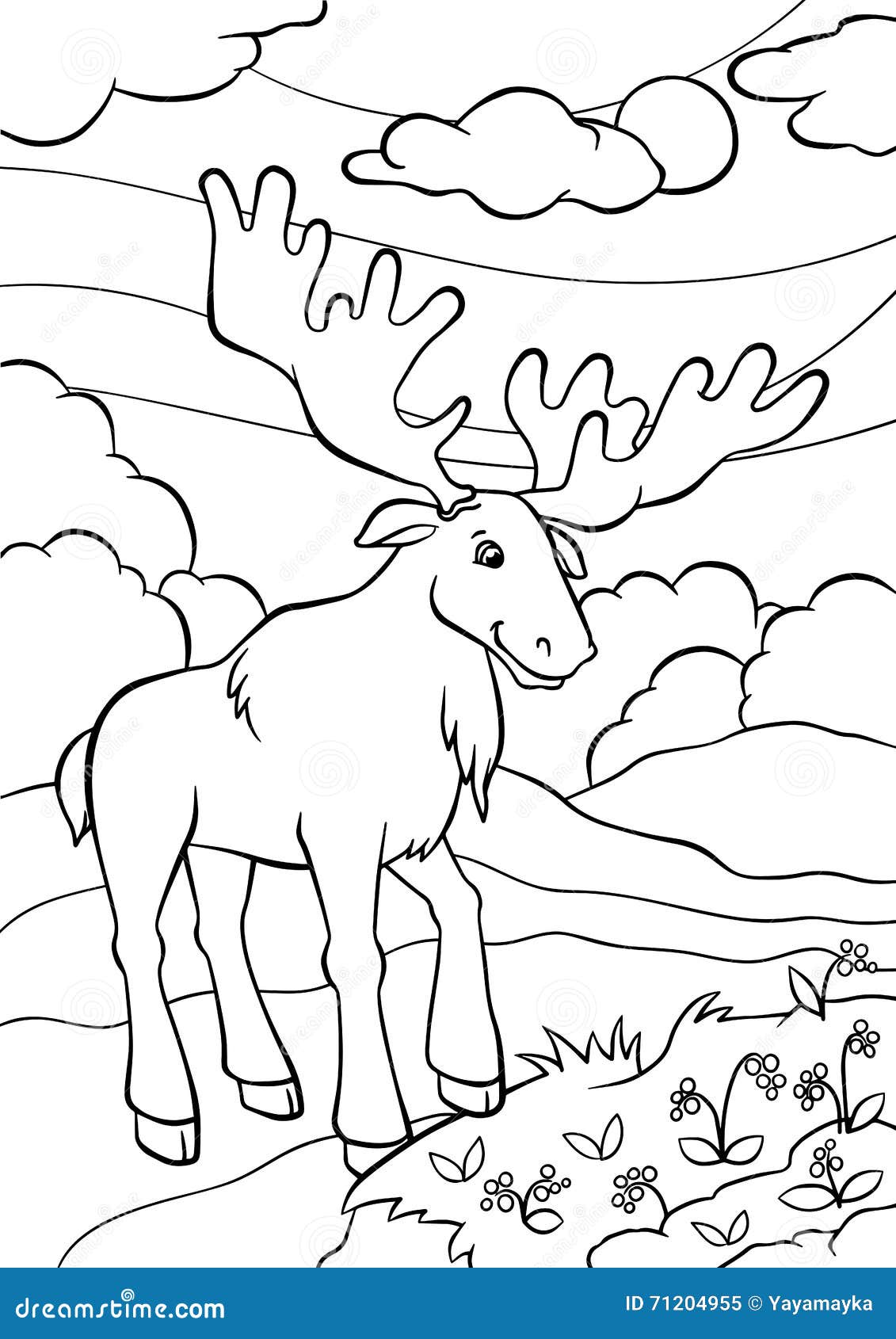 Coloring pages animals cute elk stock vector