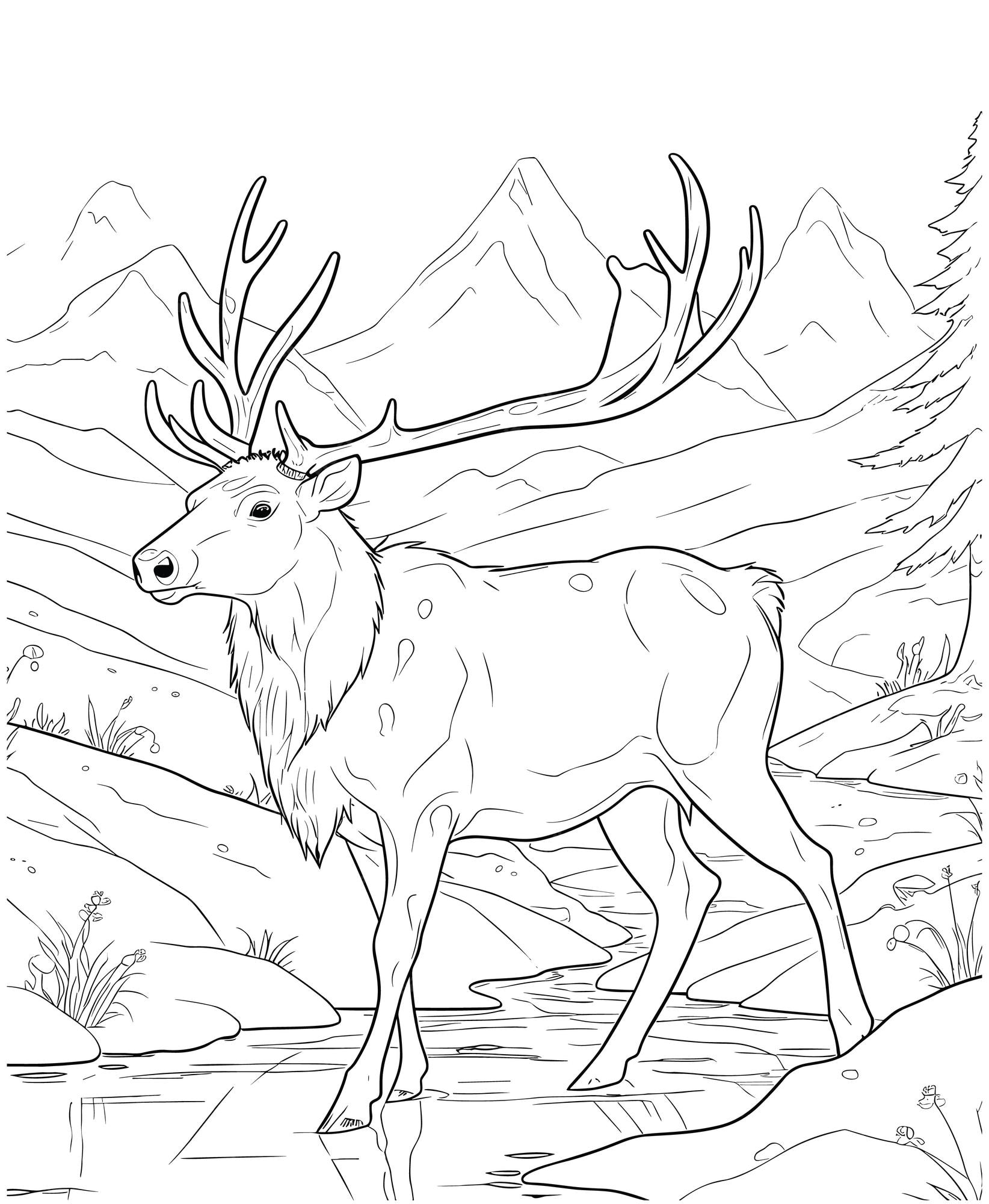 Premium vector elk coloring pages for kids