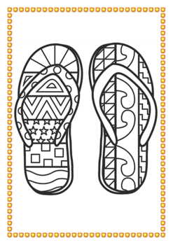 Summer flip flops zentangle no prep coloring page by pooley productions