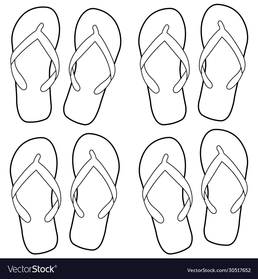 Summer flip flops coloring page royalty free vector image