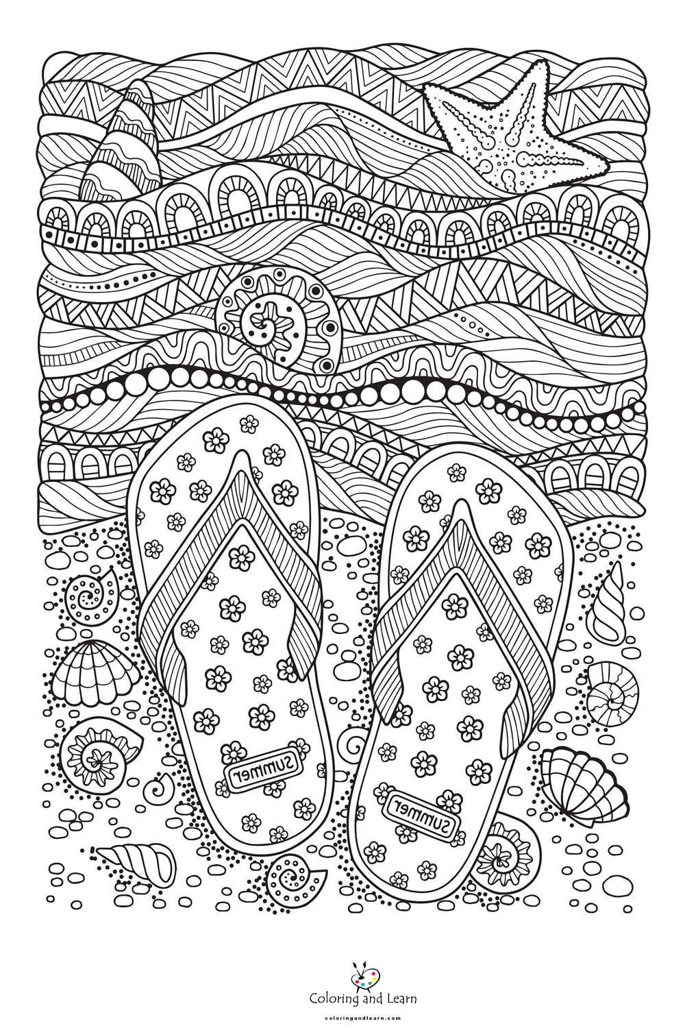 Summer flip flops coloring page rcoloringpages