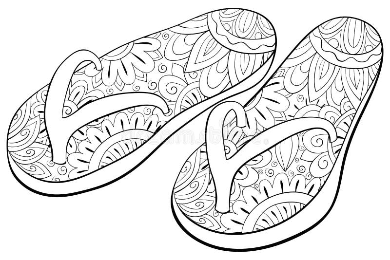 Slippers coloring stock illustrations â slippers coloring stock illustrations vectors clipart