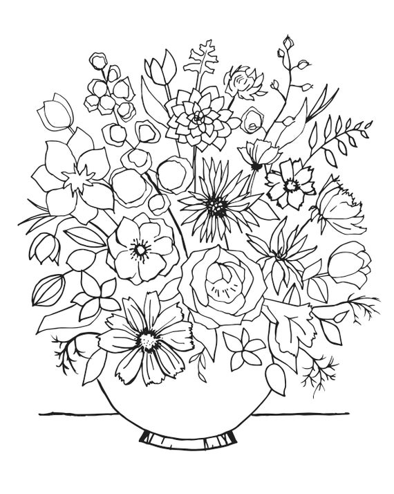 Cosmos bouquet coloring page