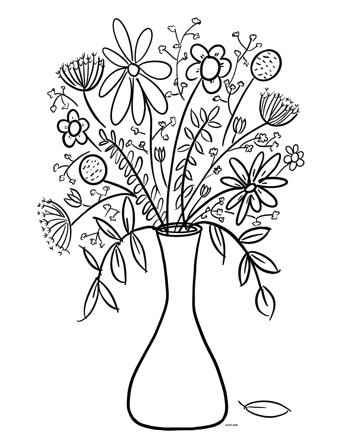 Free printable coloring page floral bouquet