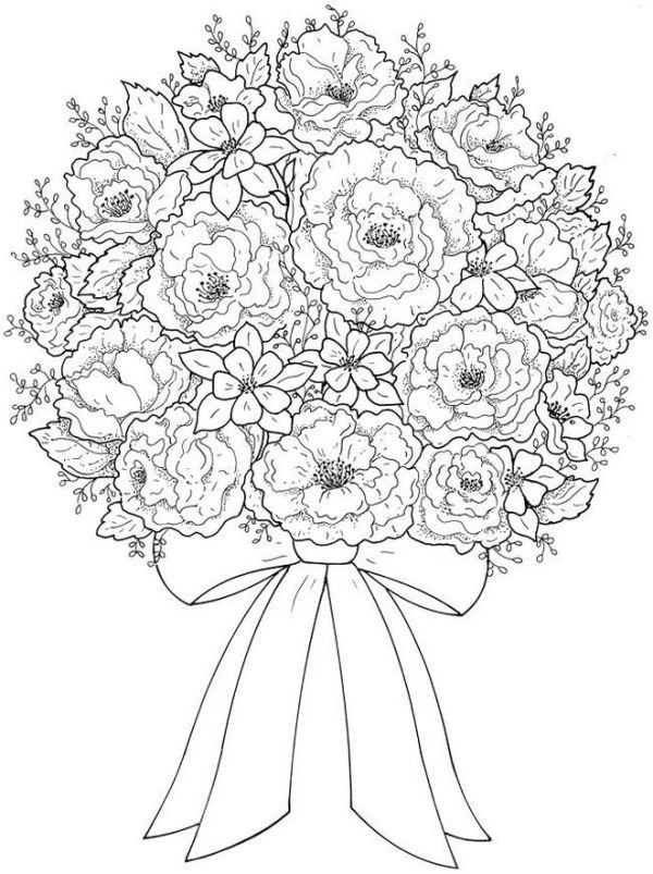 Flower bouquet coloring pages pdf ideas