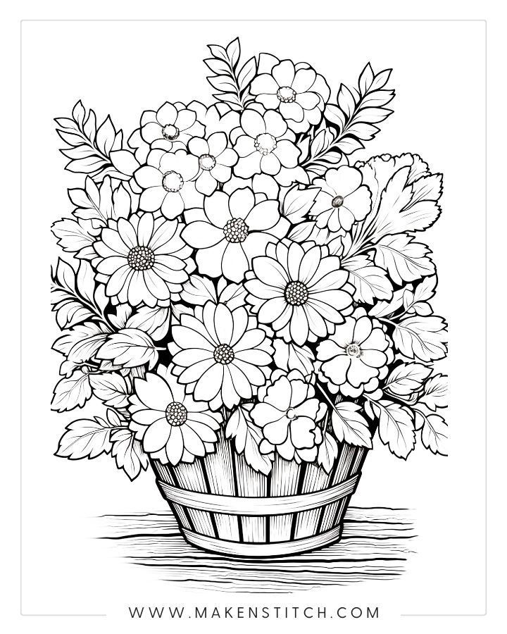 Flower coloring pages for kids and adults free printables