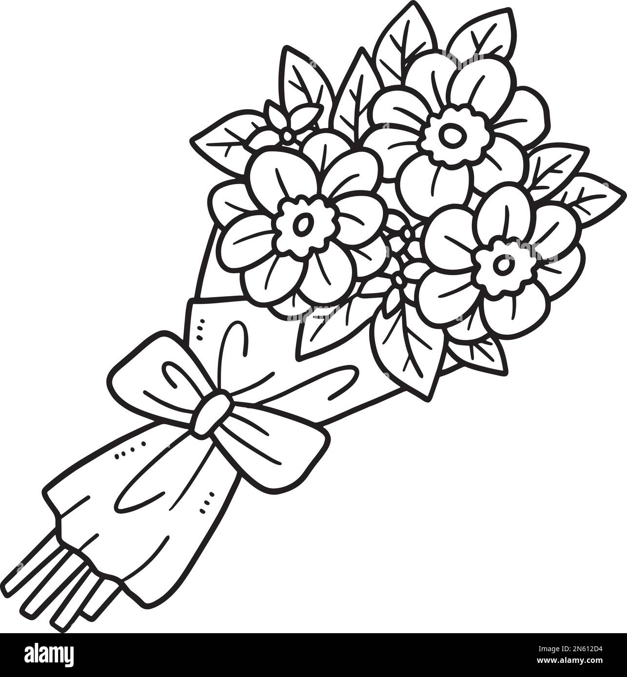 Flower bouquet isolated coloring page for kids stock vector image art